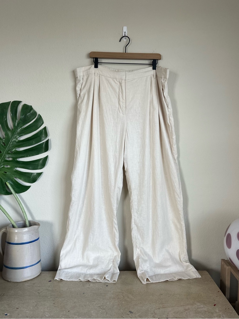 Abercrombie & Fitch Linen Blend Wide Leg Trouser Pants